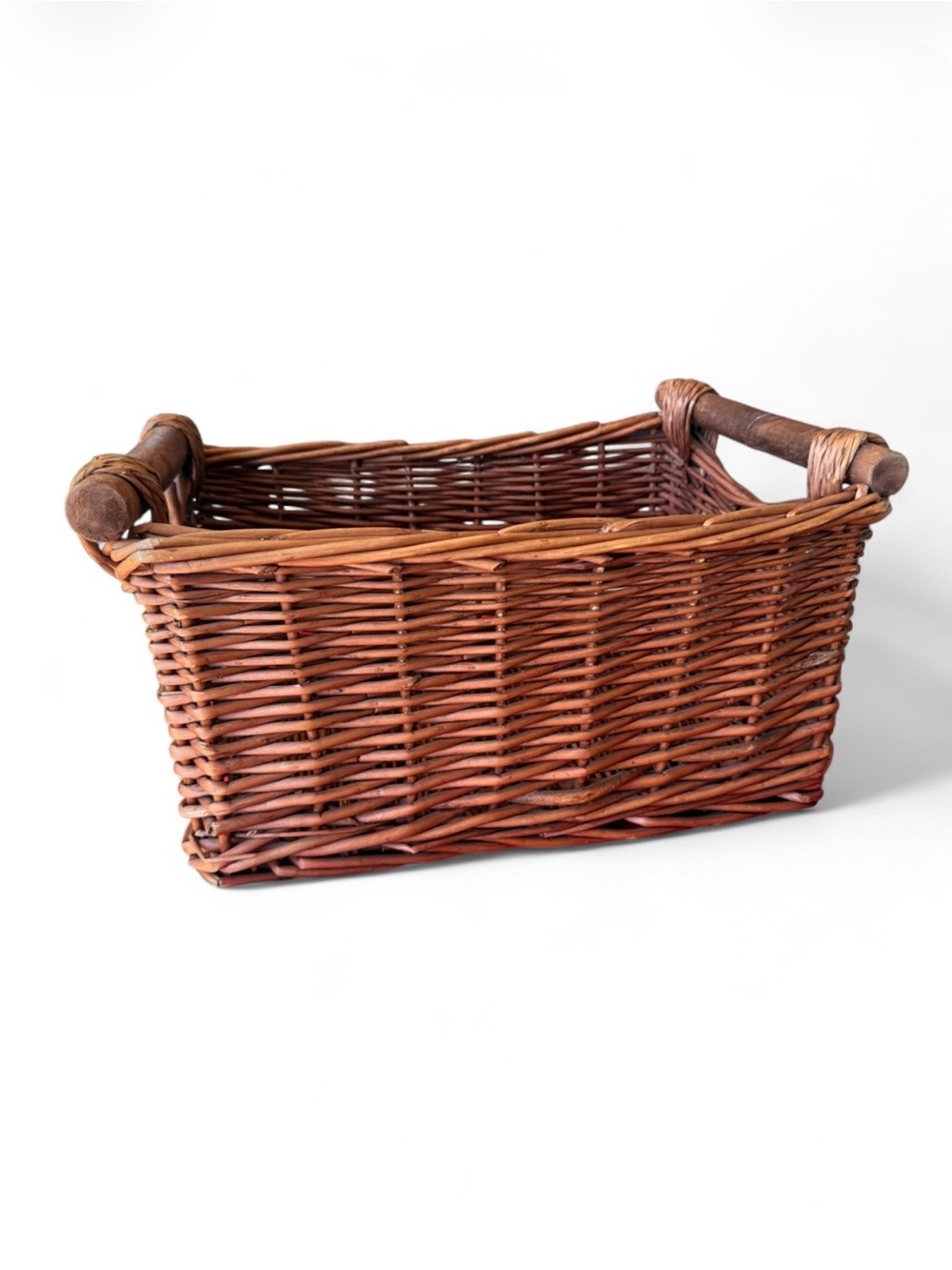 NWOT Woven Rattan Storage Basket - Natural Brown With Handles